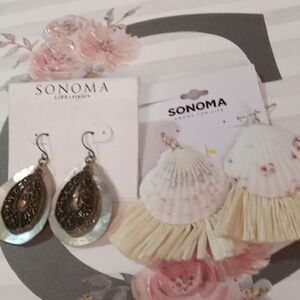 Sonoma Shell Abalone Earrings Set in White and Silver